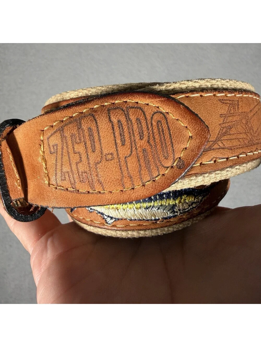 Zep-Pro Men’s Belt Size 36 Inch Marlin Deep Sea Fishing Leather Brass Buckle